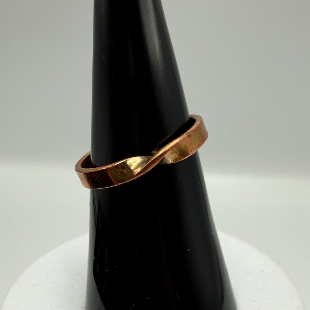 Handmade Copper Twist Bypass Ring Adjustable Minimalist Band Size 8